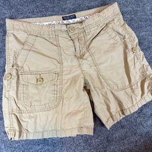 Vtg Polo Jeans Co Ralph Lauren Womens Khaki Cargo Shorts Cotton Drawstring Waist